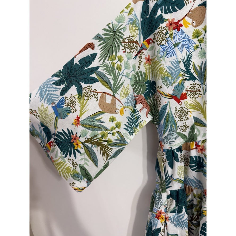Molly Bracken Dress Medium Jungle Tropical Print Multicolor Cotton Mini Tassel - Picture 3 of 8